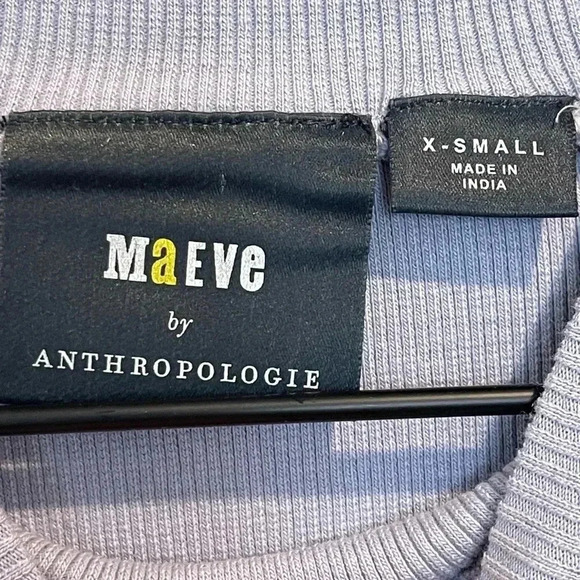 Maeve By Anthropologie Ribbed Mock Neck Tee, Sz. XS, Blue/Lavender, Short Sleeve - Picture 6 of 14